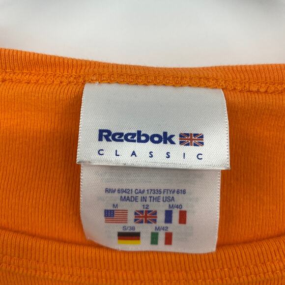 Reebok Crew Neck Long Sleeve Fitted Orange Tee Size Medium - Picture 3 of 8